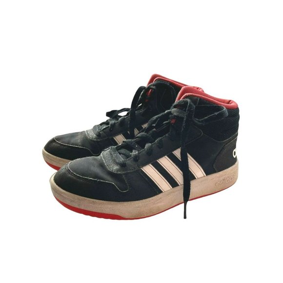 adidas | Shoes | Adidas Hoops 2 Mid Youth Sz 5 Black Red White Shoes  Sneakers Boys Kid B75743 | Poshmark